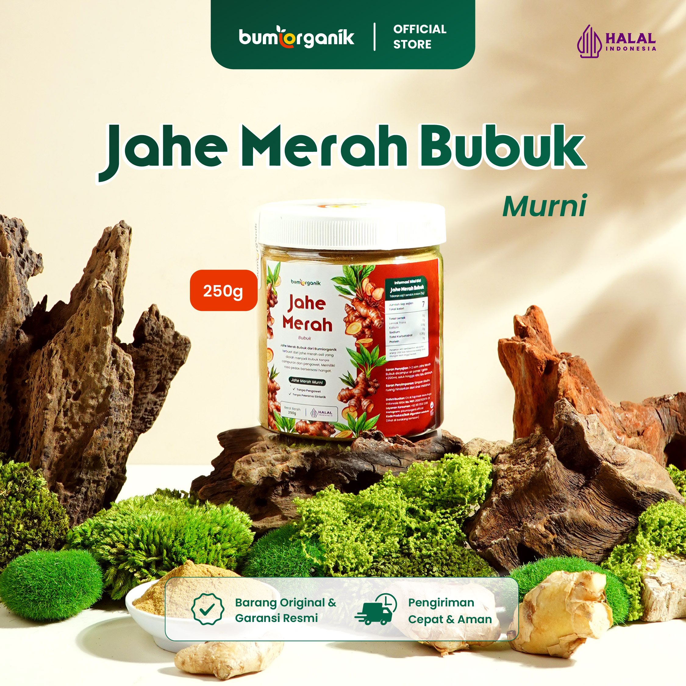 JAHE MERAH ASLI 100% & JAHE GULA AREN BUBUK - 250G & 350G BUMI ORGANIK/ JAHE MERAH BUBUK JAHE MERAH 