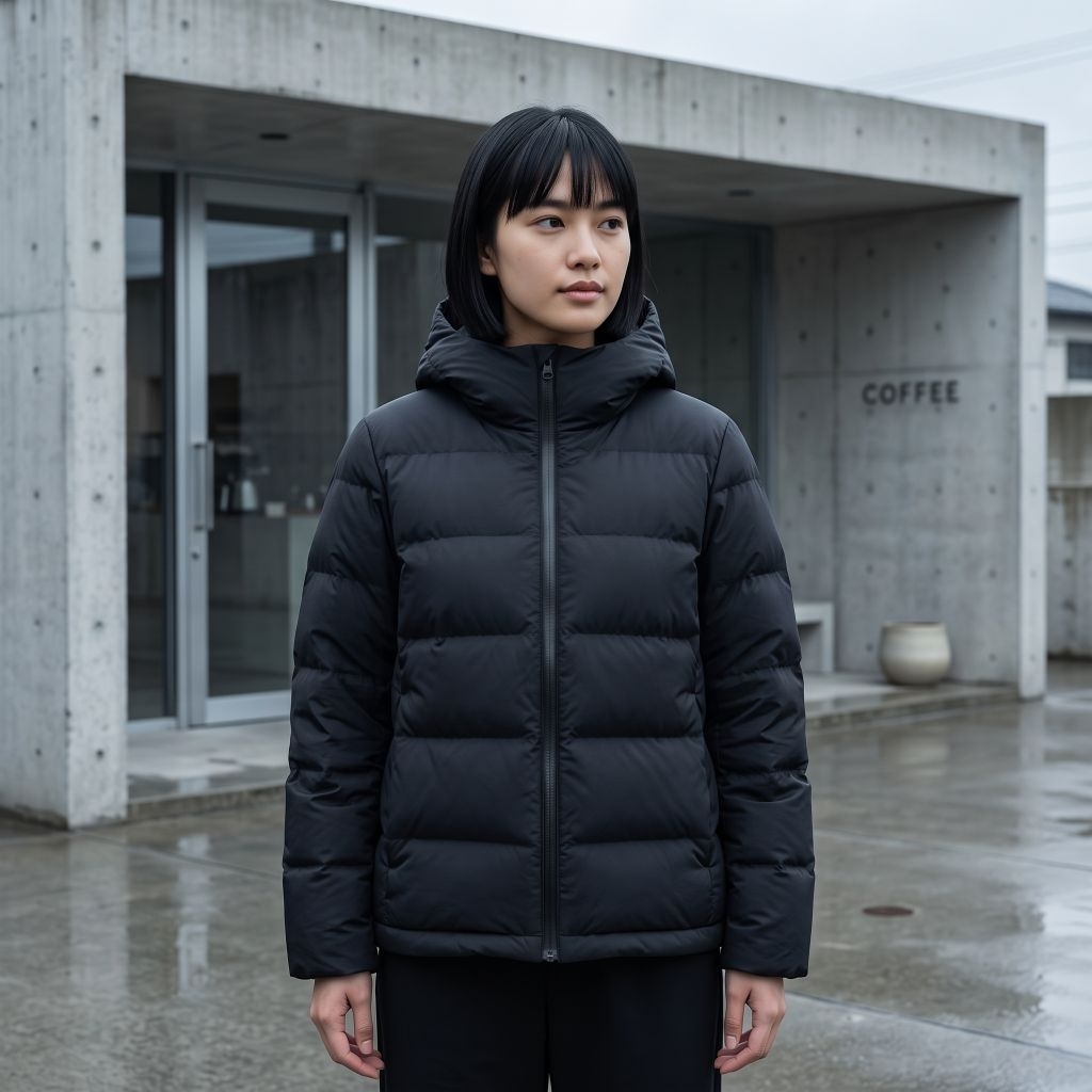 Uniqlo Parka Seamless Down Windproof Waterproof Hitam - Preloved Grade A Size L - Second Original