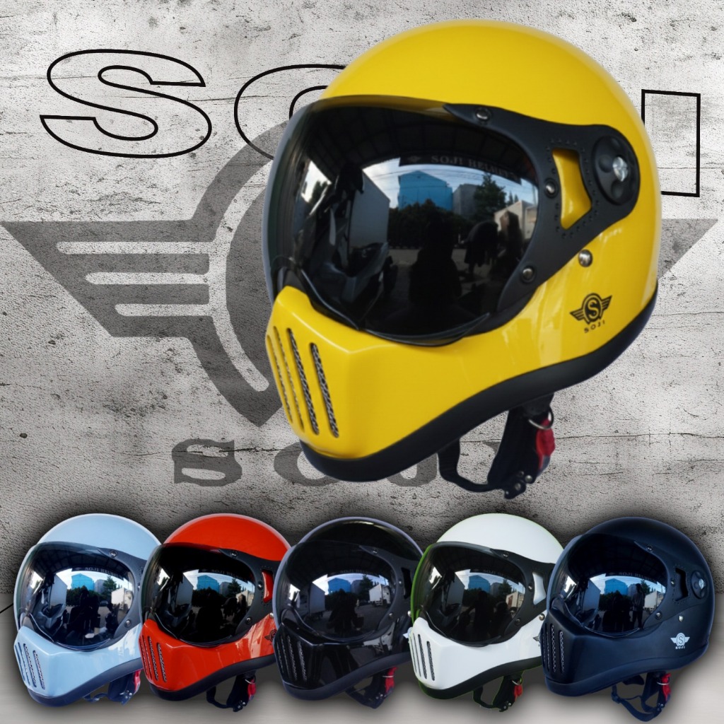SOJI Helm Cakil Full Face Motif Carbon & Kaca Pilot Motorcycle