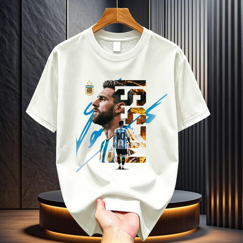 [ GOAT ] Baju Kaos Pria Messi  Argentina Piala Dunia Kaos Casual Football Crewneck Pria Daster Bahan