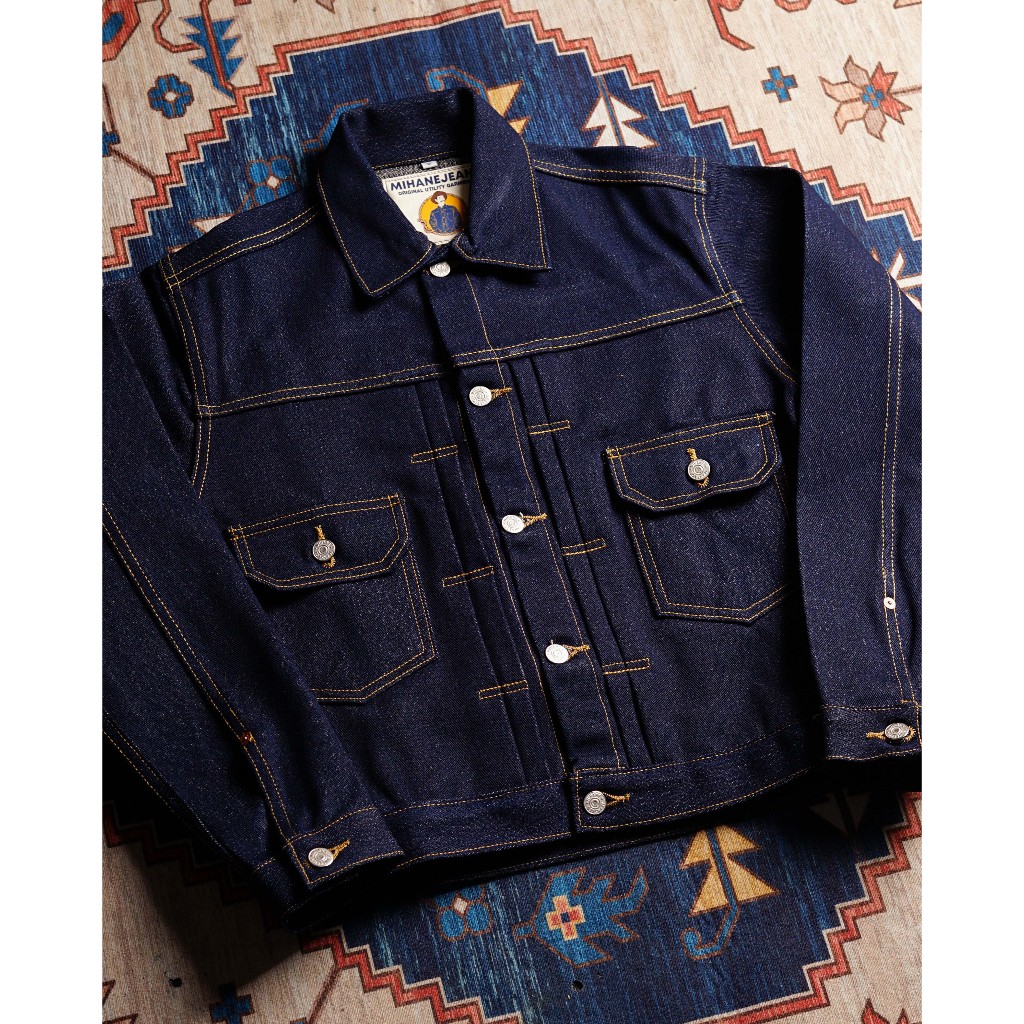 Mihane Jeans - Jacket Pria Denim - BROWN TWIST Type II Cinchback 16oz Sanforized