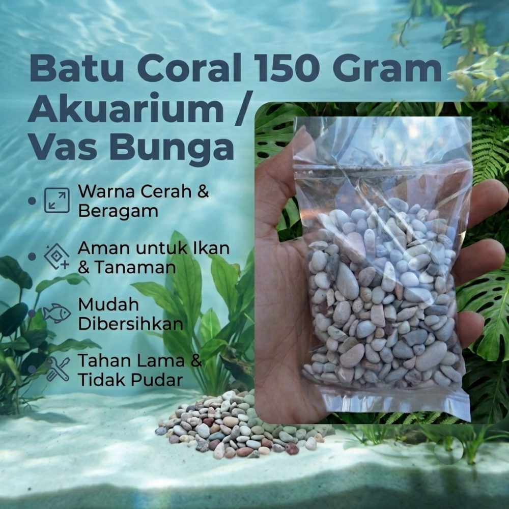 Batu Coral Pancawarna Kiloan Hiasan Taman Aquarium Aquascape / Hiasan Coral Aquarium