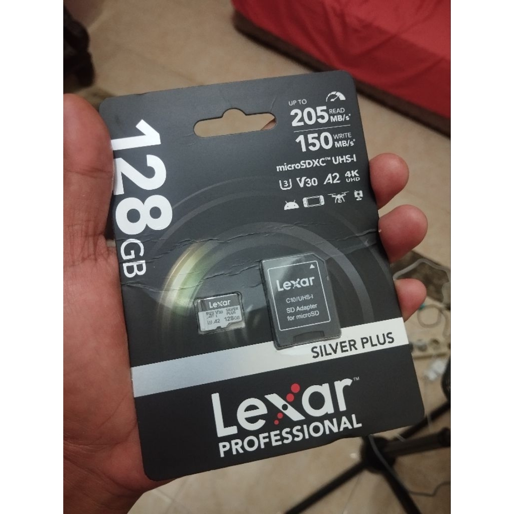 Lexar Professional Silver Plus 128GB Memory Card microSD UHS-I V30 A2 Original
