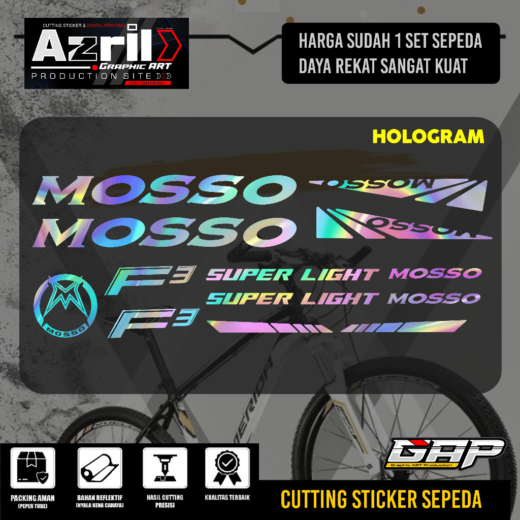 MOSSO cutting Sticker Sepeda mosso F3