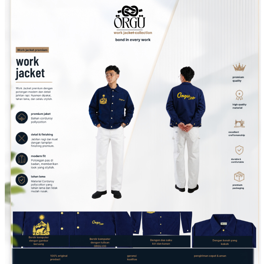 ORGU  Jaket Kerja Corduroy Navy / Anchor Work Jacket Navy