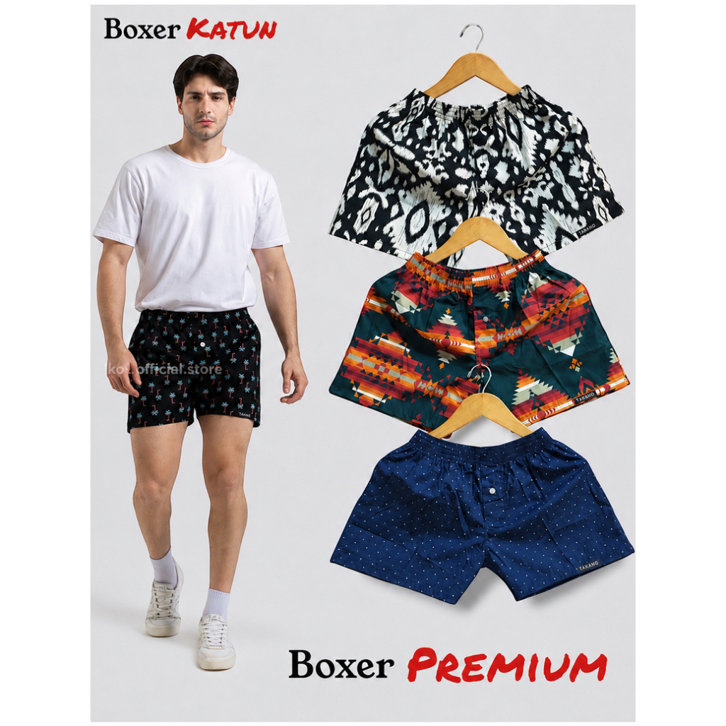Takako - Boxer Pria Wanita Dewasa Bahan Katun Motif Printing Complete Variant