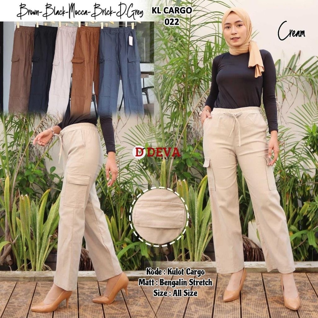 DEVA_KULOT KARGO Wanita Bahan Bengalin Katun Stretch Import