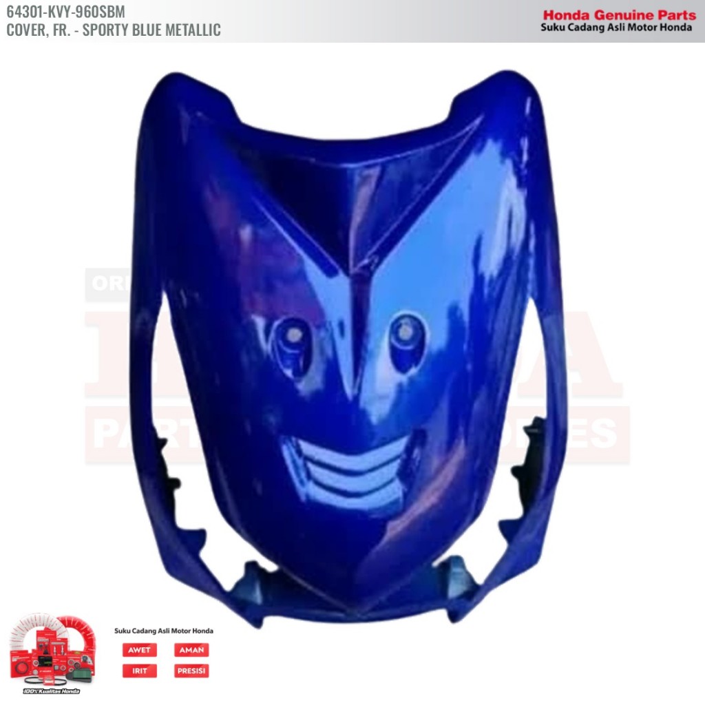 Cover Depan Biru Honda BeAT Karburator - 64301KVY960SBM - COVER, FR. SPORTY BLUE METALLIC