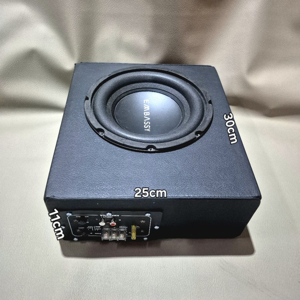Subwoofer aktif kolong/ Bass kolong embassy 8inch ES-844 Universal 12volt DC