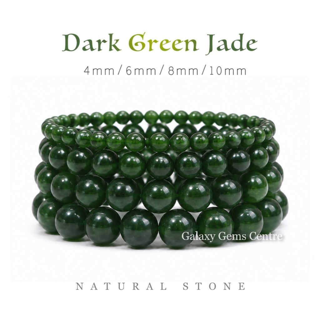 Gelang Batu Natural Giok Hijau Tua