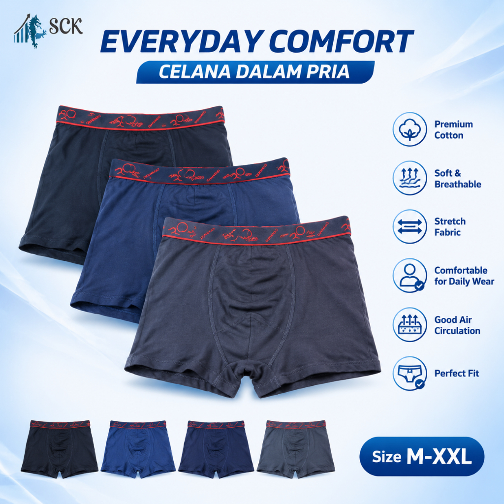 [ISI 2] CD Pria ROMARIO 4900 Model Boxer Bahan Katun / Celana Dalam Pria Boxer Katun Halus- ROMARIO 