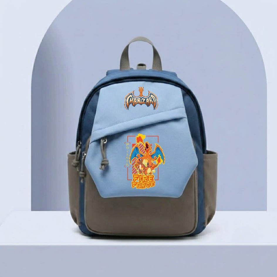 Catenzo - CUT 028 F523 Tas Ransel Sekolah Anak TK PAUD Desain Charizard Pokemon Ringan Awet Muat Unt