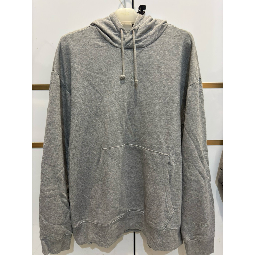 Jaket hoodie Adidas center logo grey on grey