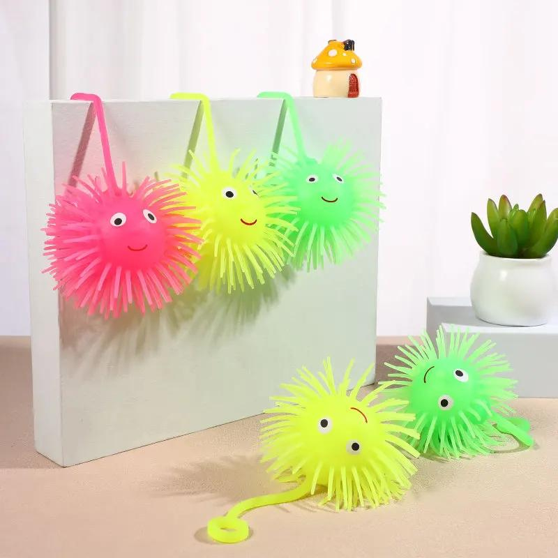 CLOTHZY - Bola Ubur Mainan Bayi Anak Puffer Ball Ubur Ubur Karet LED Bola Duri Lampu LED