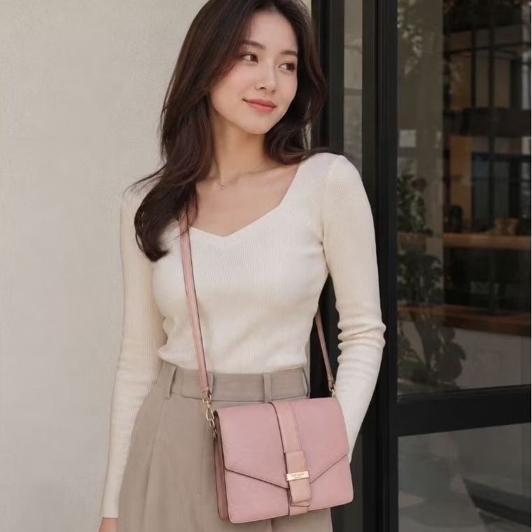 Sling Bag KS_K@te Sp@de Baby Pink kulit asli
