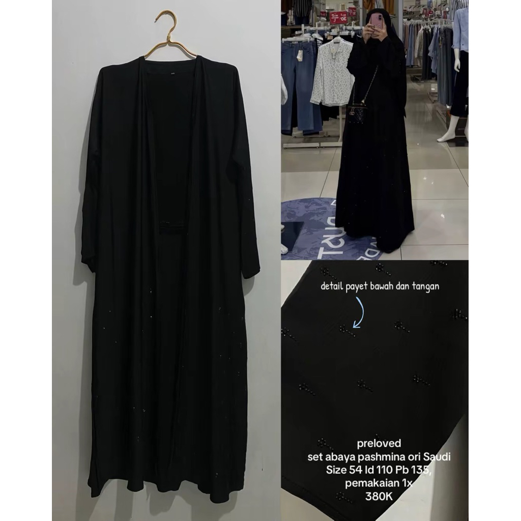 PRELOVED ABAYA SAUDI ORI HIKMAT FASHION KHALEWALE DRESS BY RHTLFZH JAVINA KALEELA HIKMAT LNW BAJU MU
