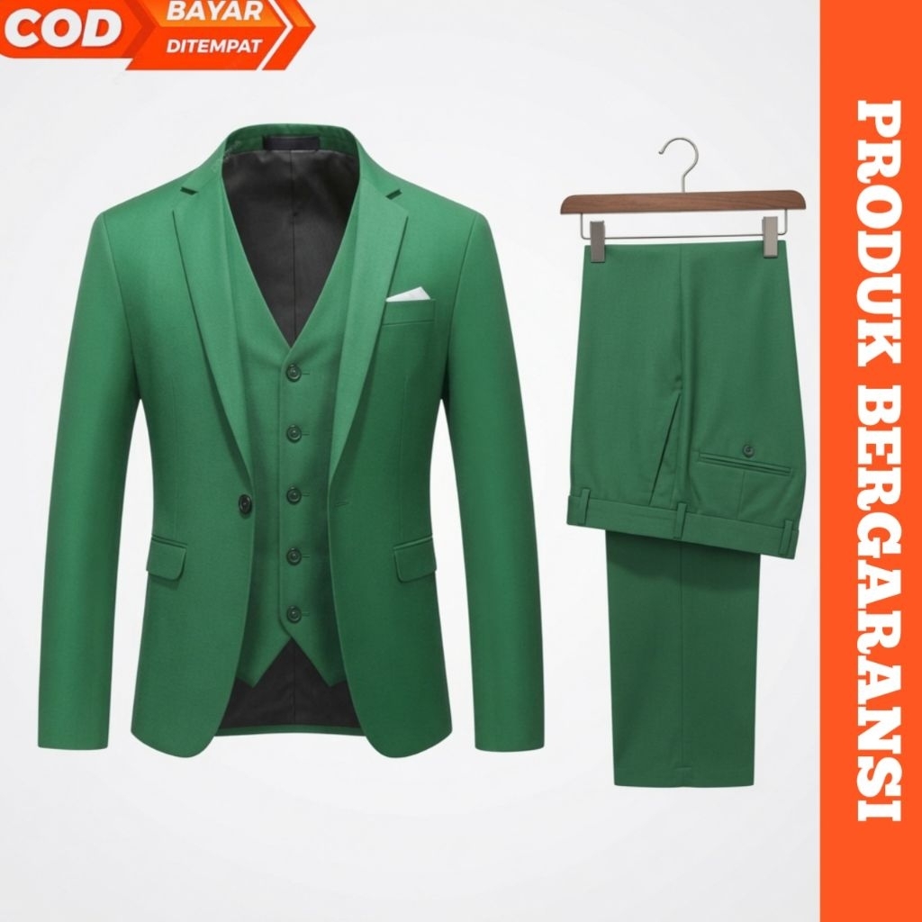 Jas Pria Hijau NU Daun Tua Setelan Blazer Formal Casual Slimfit Premium