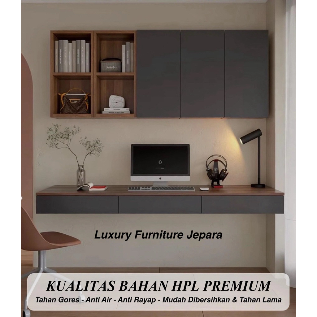 Ready Stok Meja kerja gantung hpl / meja belajar gantung hpl