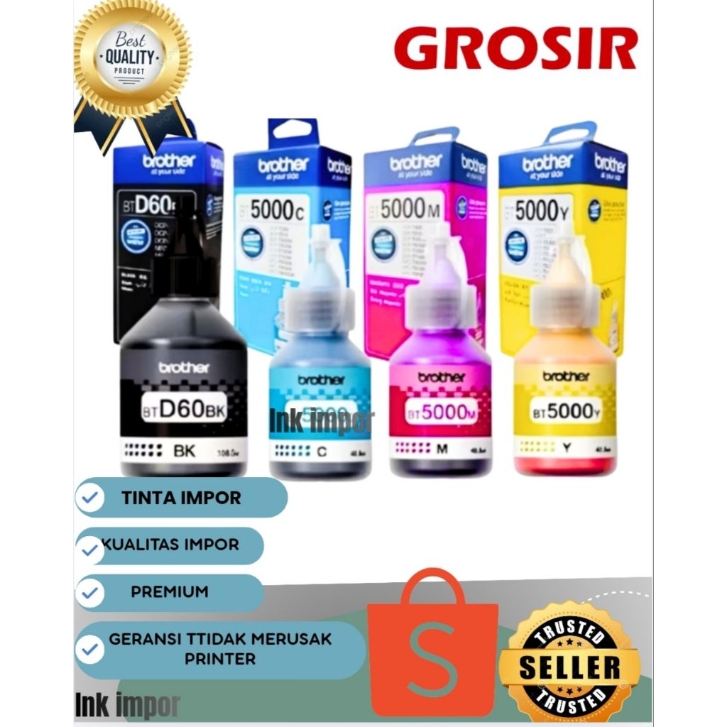 Tinta Printer Refill Brother BTD60BK BT5000 Premium - Hitam, Aman untuk Printer Brother