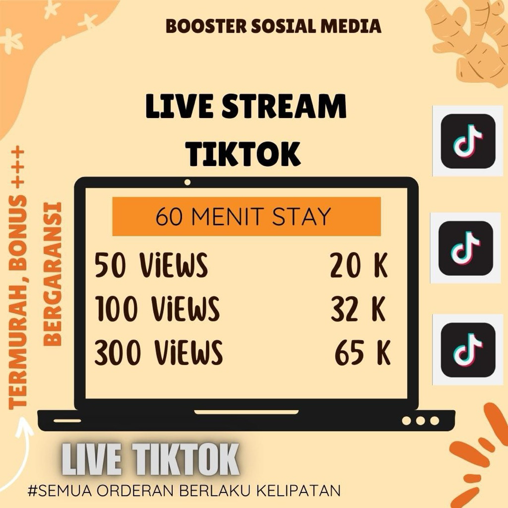 Views Live Tiktok Stay 60 Menit Berlaku Kelipatan