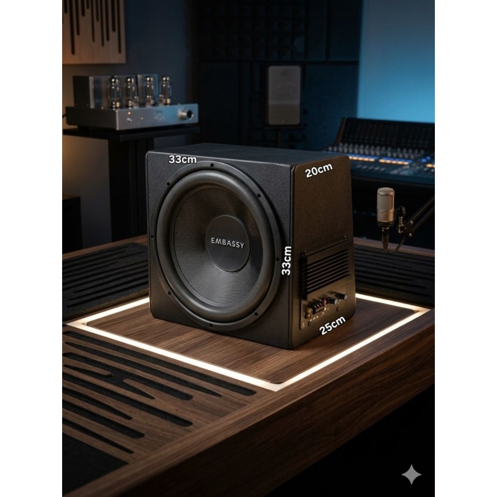 Speaker subwoofer 12inch aktif EMBASSY ES-1276J Bass tube / bass box Universal tinggi 33cm dobel coi