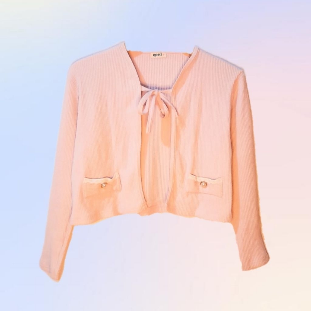 QORD Coquette Baby Pink Cardigan