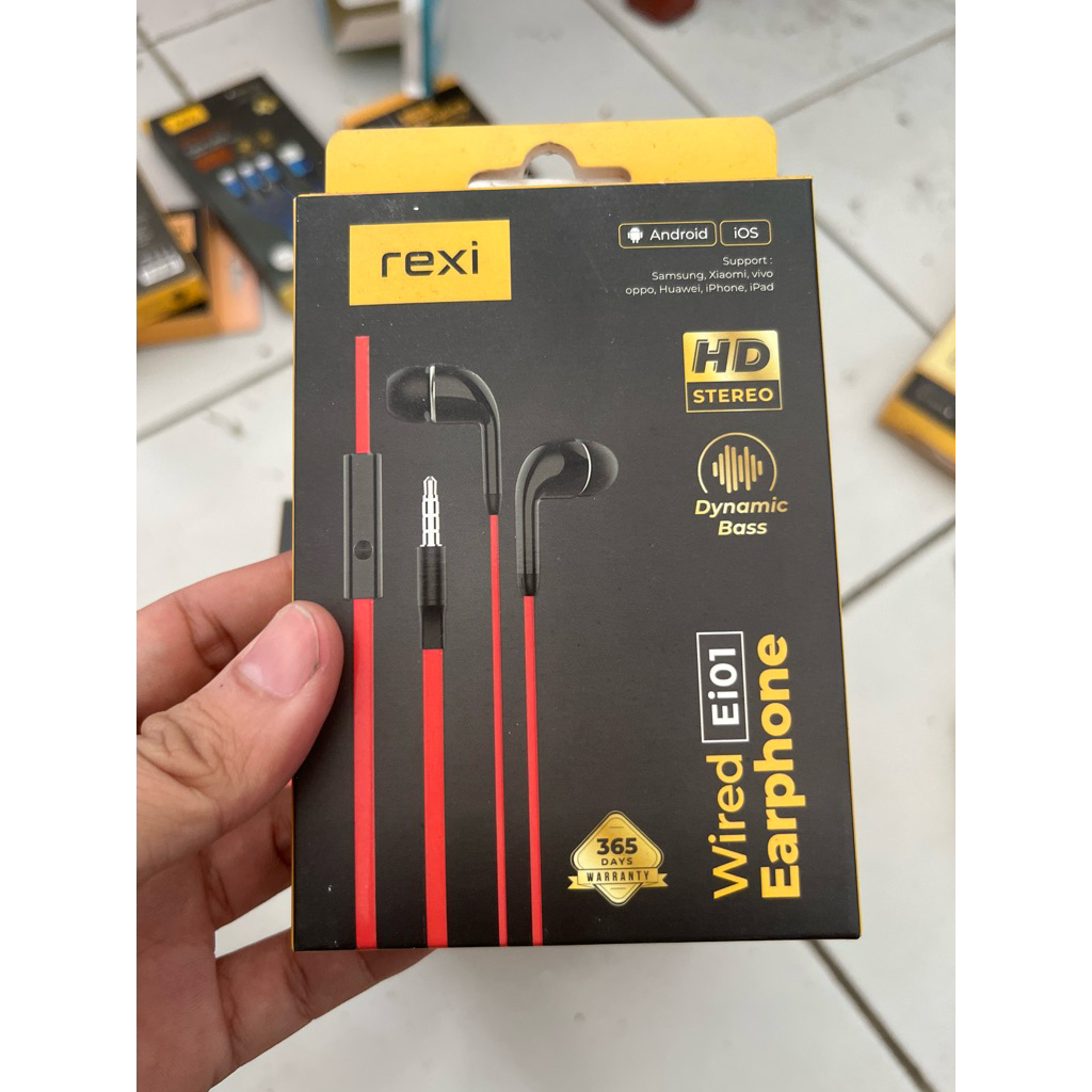REXI wired Ei01 Earphone Merah
