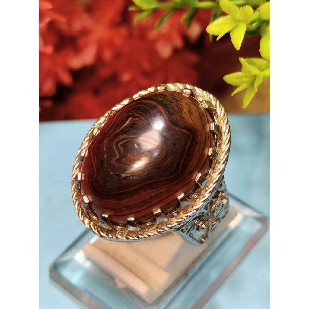 cincin batu akik puser bumi badar besi lengket magnet