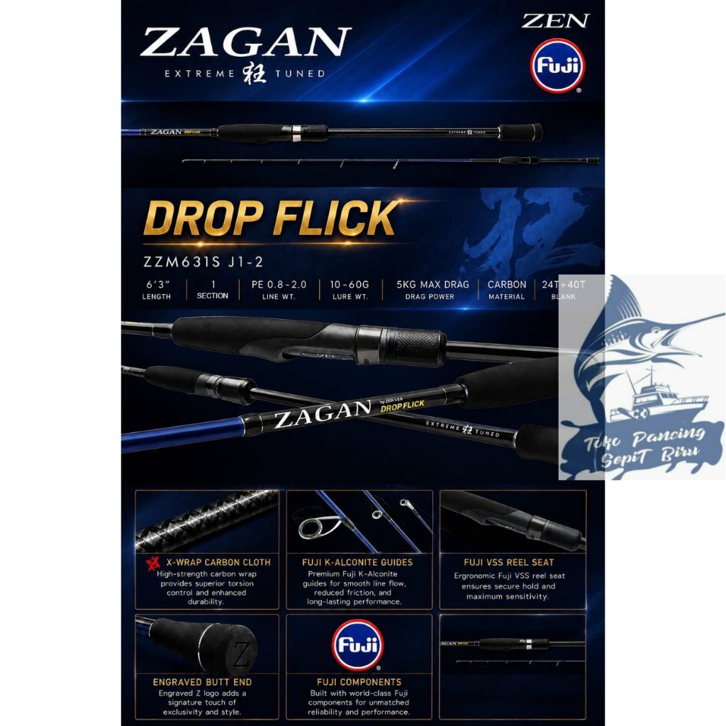 JORAN PANCING ZEN ZAGAN DROP FLICK ZZM631S PE0.8-2.0 FUJI | JORAN SPINNING | JORAN TERBARU | JORAN L