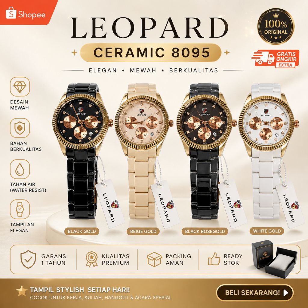 Jam Tangan Leopard Rantai Keramik