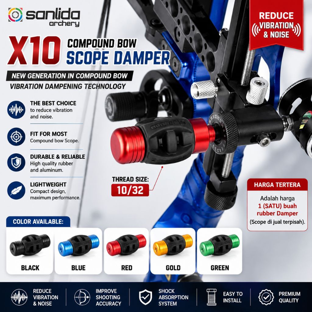 SANLIDA X10 Compound Bow Scope Damper | Rubber Scope Damper 10/32 | Peredam Getaran Scope Panahan