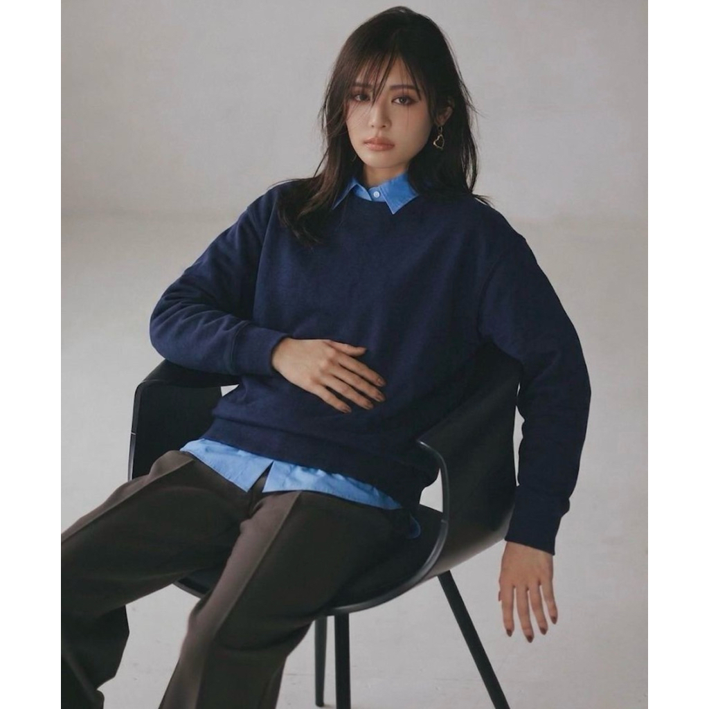 Mila Owen Navy Sweatshirt Mila Owen Crew Neck Top Sweater Long Sleeve Top Navy Basic Long Sleeve Cre