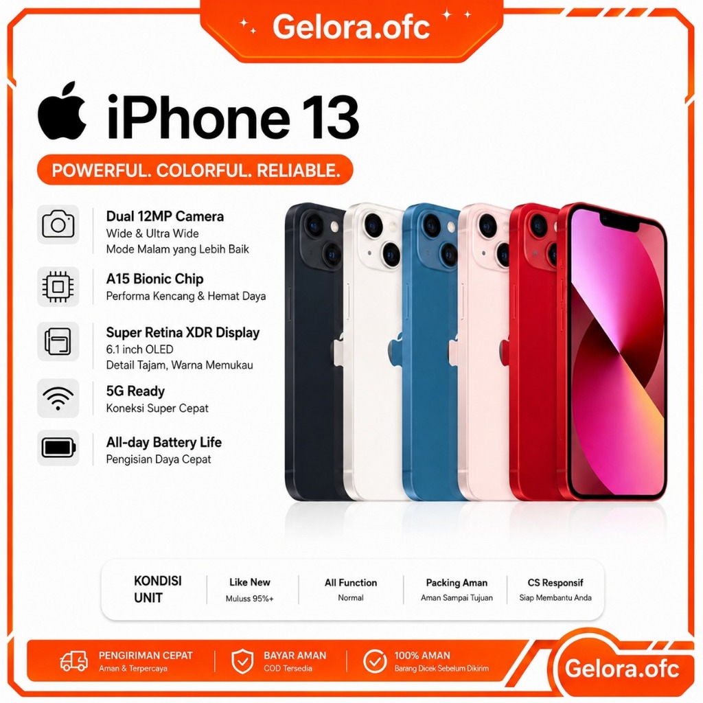 IPHONE 13 128GB Second Original Bekas Fullset Second Inter Like New HP13