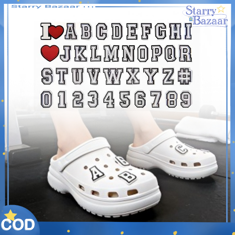 39pcs/Set Pin Sandal Huruf Dapat Dilepas Hiasan Sandal Crocs Wanita Mudah Dipasang Huruf Huruf Senda