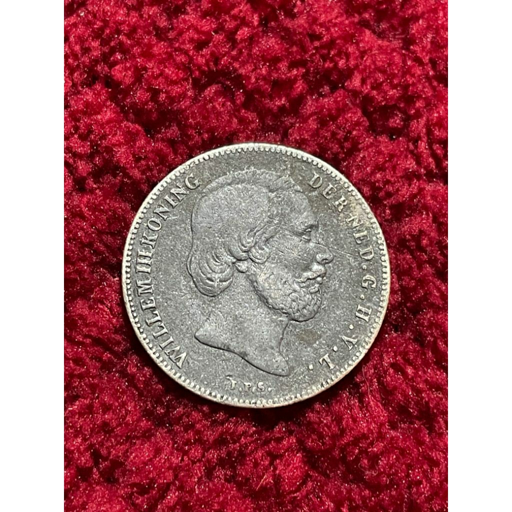 Koin Perak Kuno Asli 1/2 Gulden Willem III / 3 1857