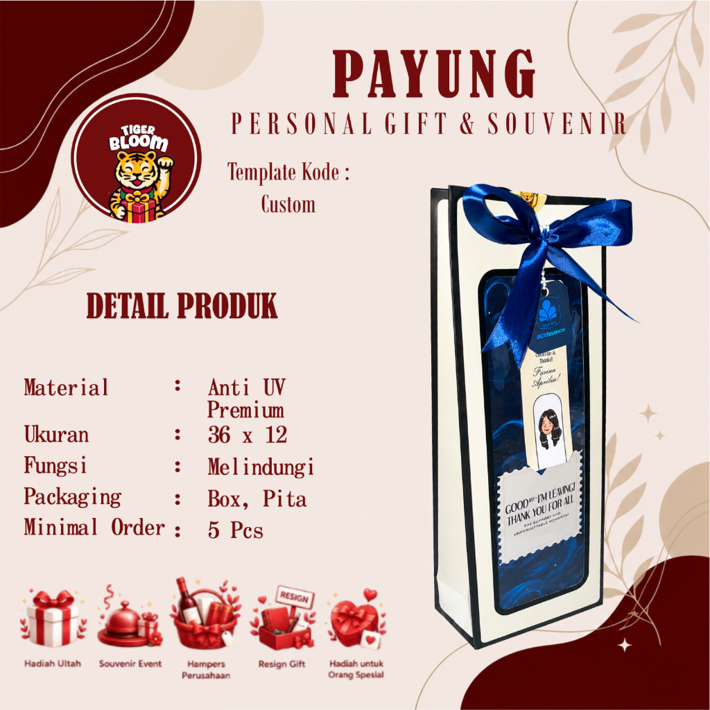 Umbrella Souvenir / Custom resign gift / Payung Premium Custom / Tigerbloom.id