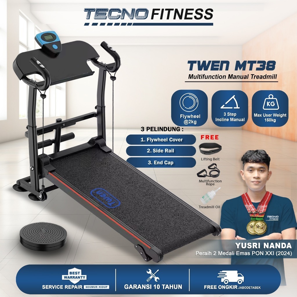 TWEN MT38 Treadmill Tanpa Listrik Treadmill Manual Treadmill Multifungsi Treadmill Lipat Alat Olahra