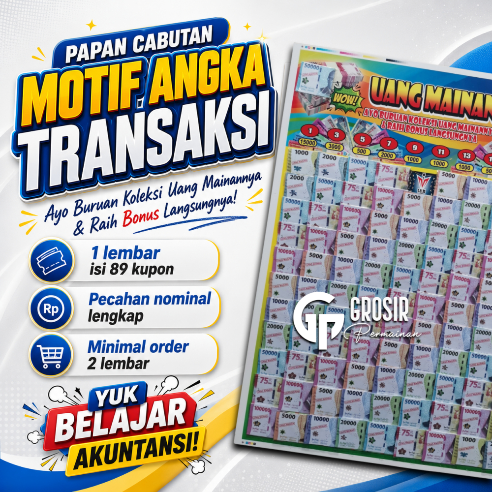 Mainan Cabutan Siap Jual Persamaan Angka Ganjil Motif Uang Rupiah 1 Lembar Isi 89 Pcs