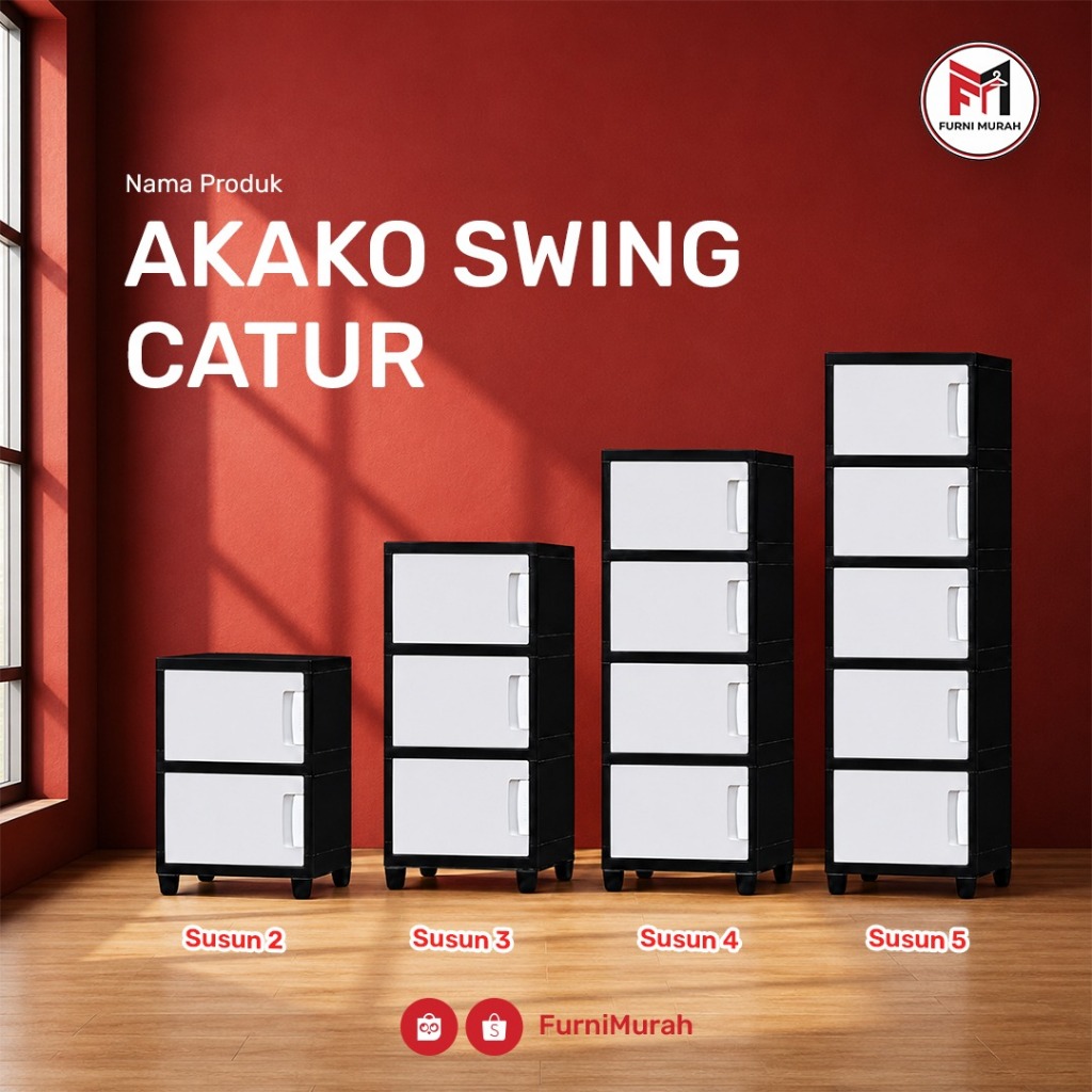 AKAKO - LEMARI PAKAIAN PLASTIK AKAKO SWING  "CATUR" NEW / KODE: CATUR