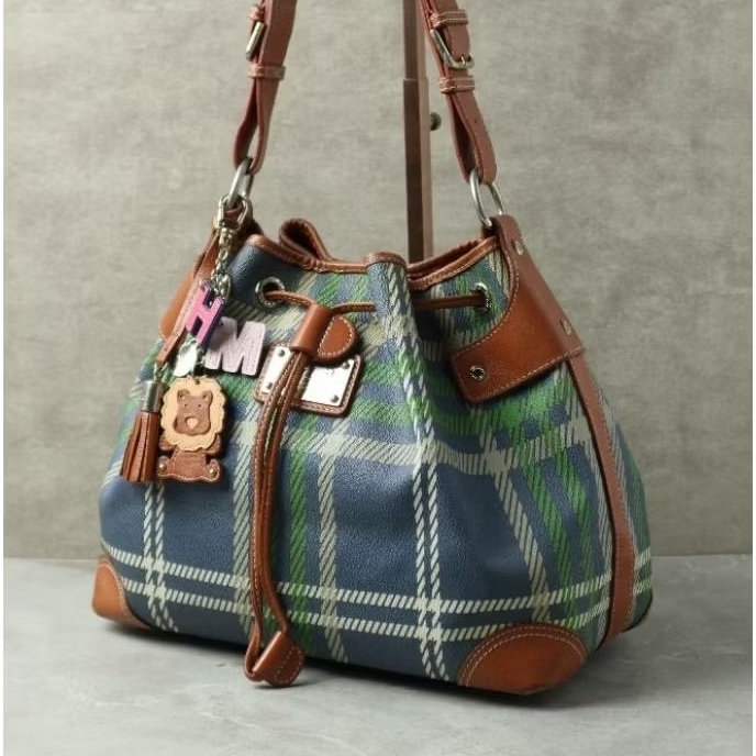 ALS-321 Bean Pole Tas Serut Tartan Drawstring Bag