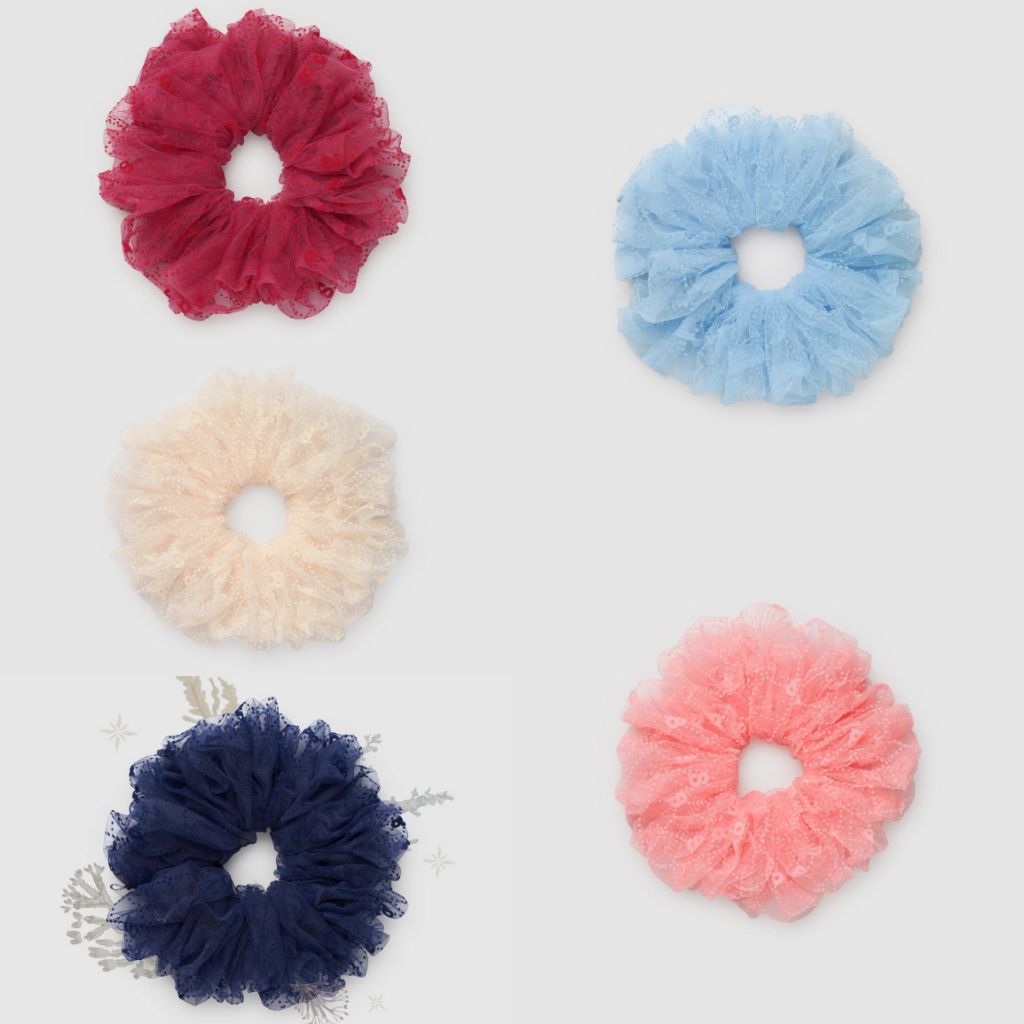 (Under Tag) Buttonscarves Monogram Mesh Scrunchie