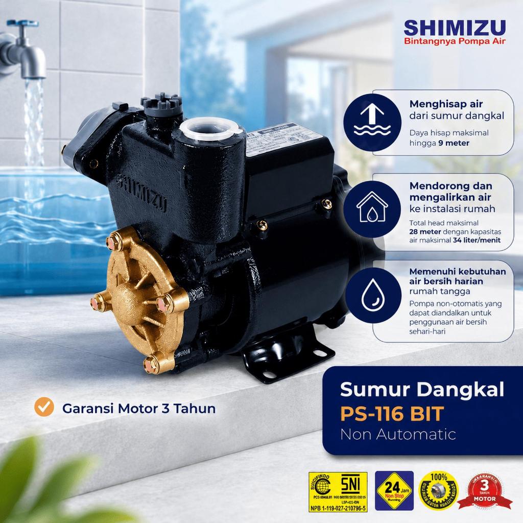 POMPA AIR SHIMIZU PS 116 BIT PS-116BIT PS116BIT MANUAL 125WATT