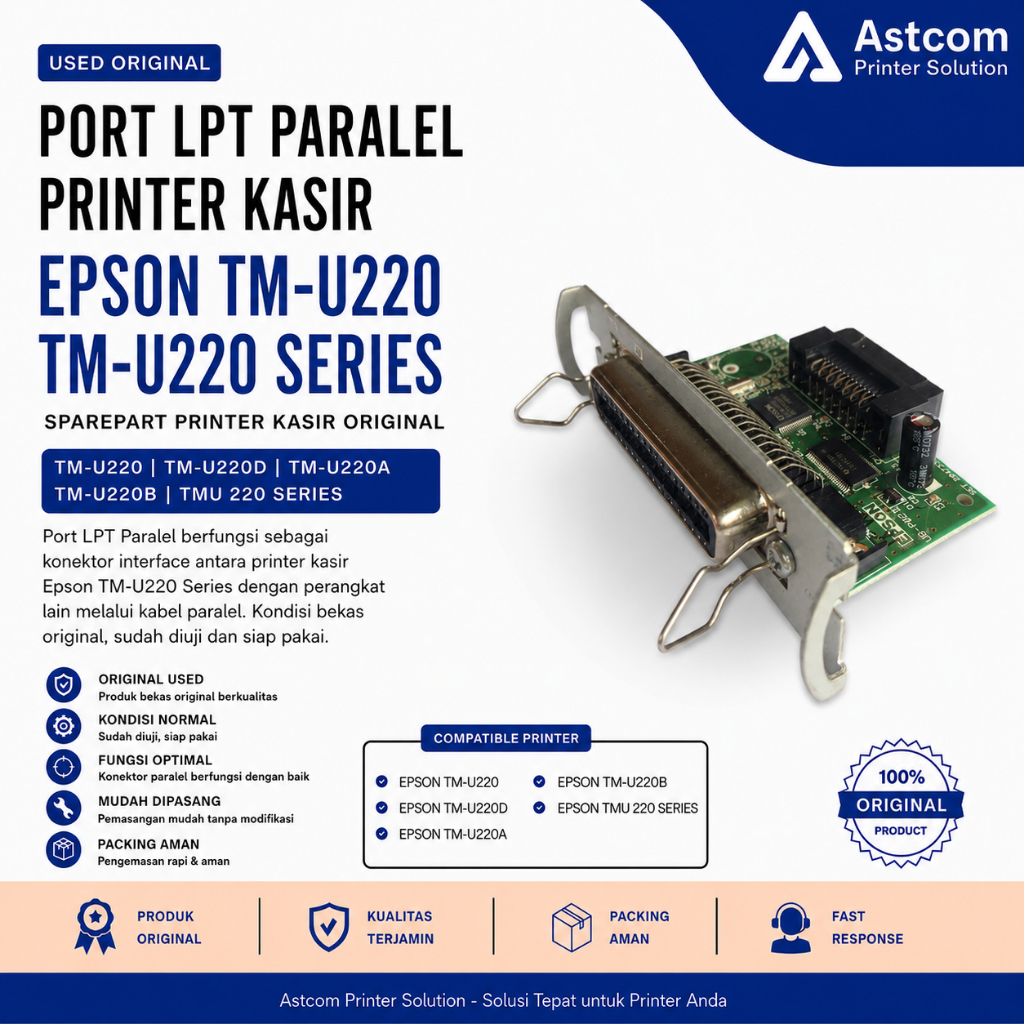 Port LPT Parallel Epson TM-U220 TM-U220D TM-U220B TM-U220A Interface Board Printer Kasir Used Origin