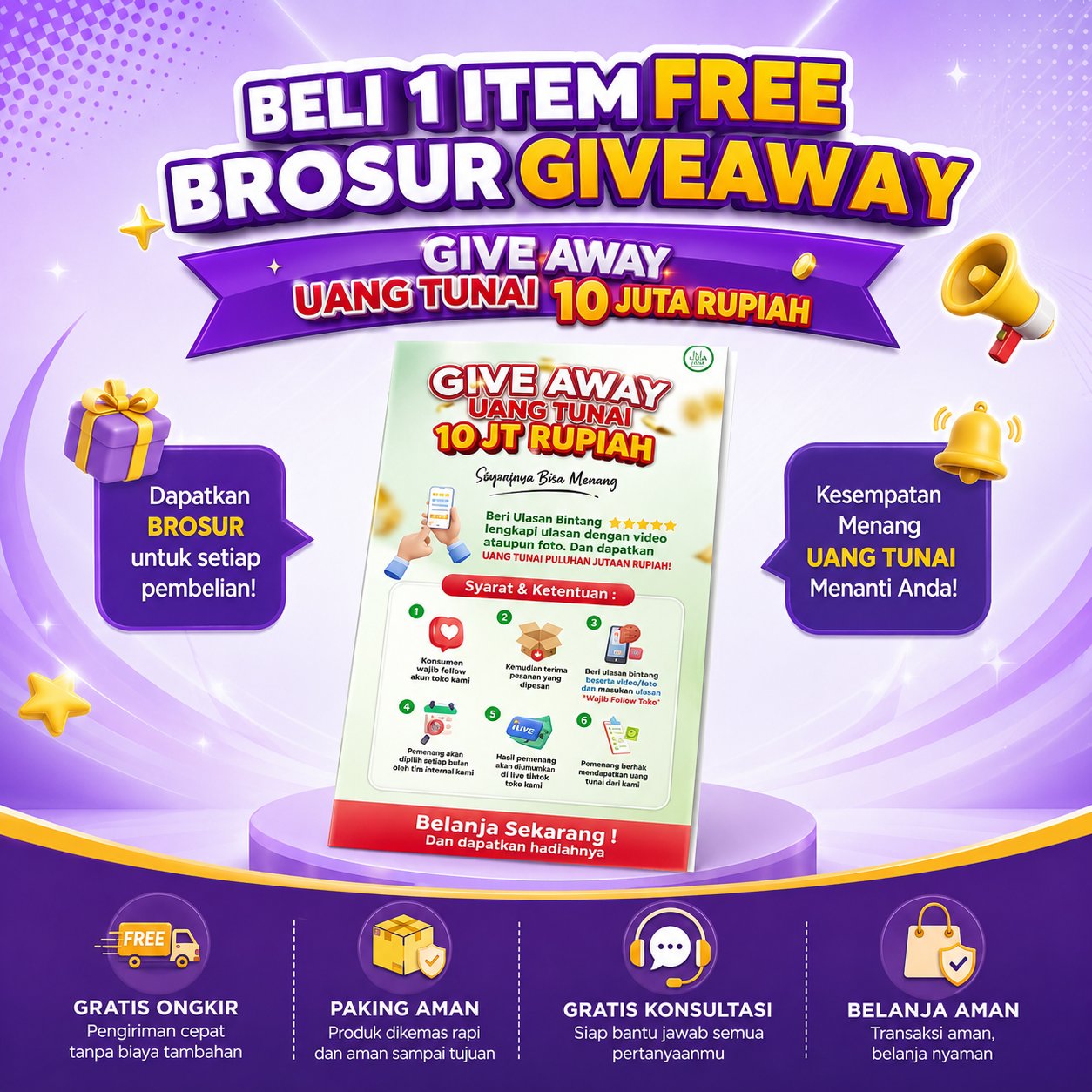 FREE Brosur Give Away Undian Uang Tunai 10JT Setiap Pembelian Produk Cardina Health Squalenee