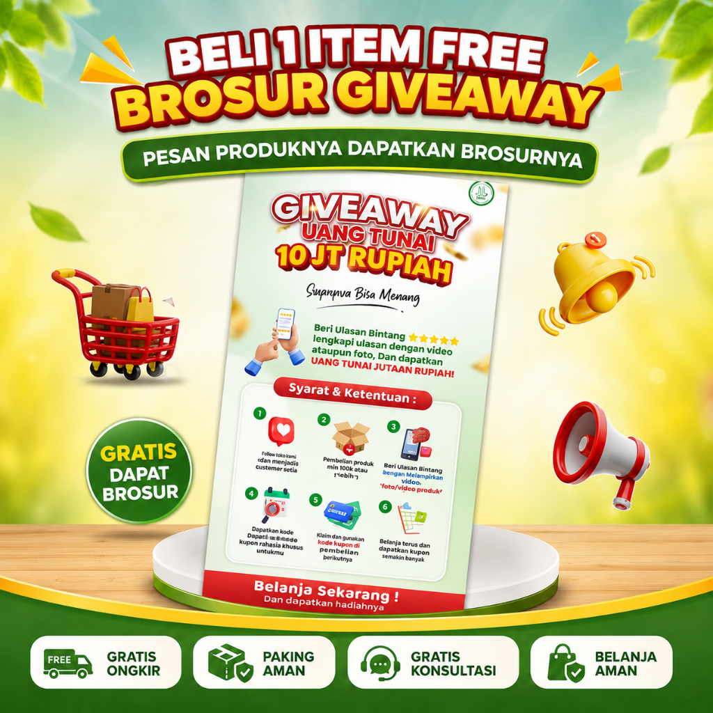 FREE Brosur Give Away Undian Uang Tunai 10JT Setiap Pembelian Produk Kurmaqu GMJ