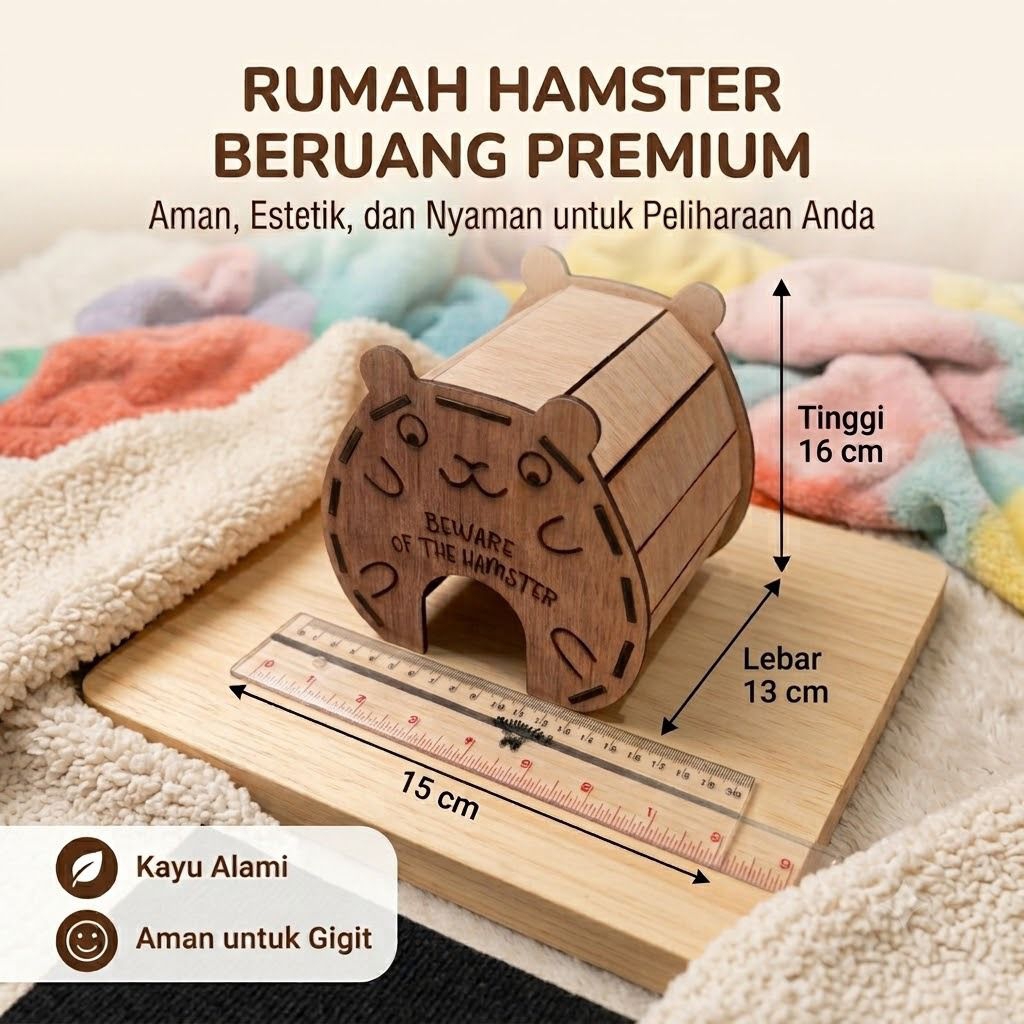 Rumah kayu hamster marmut lucu aman