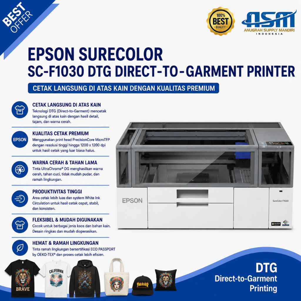 Epson SureColor SC-F1030 DTG Direct to Garment Printer Cetak Kaos Original