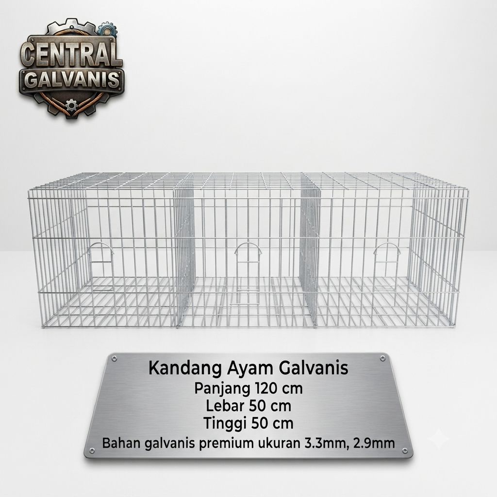 kandang ayam galvanis 3 pintu 120x50x50