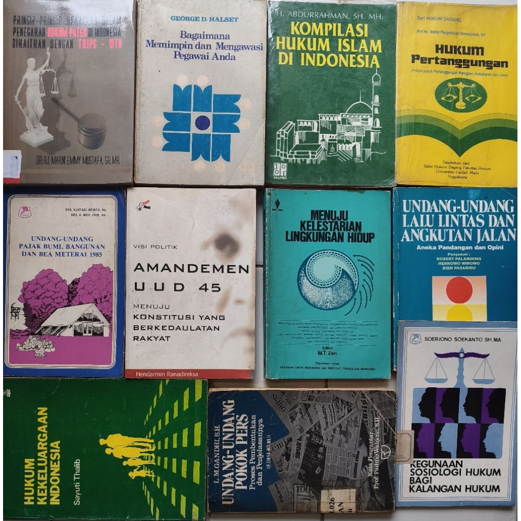 BUKU HUKUM PERTANGGUNGAN/KOMPILASI HUKUM ISIAM DI INDONESIA/UU PAJAK BUMI/KEGUNAAN SOSIOLOGI HUKUM/U
