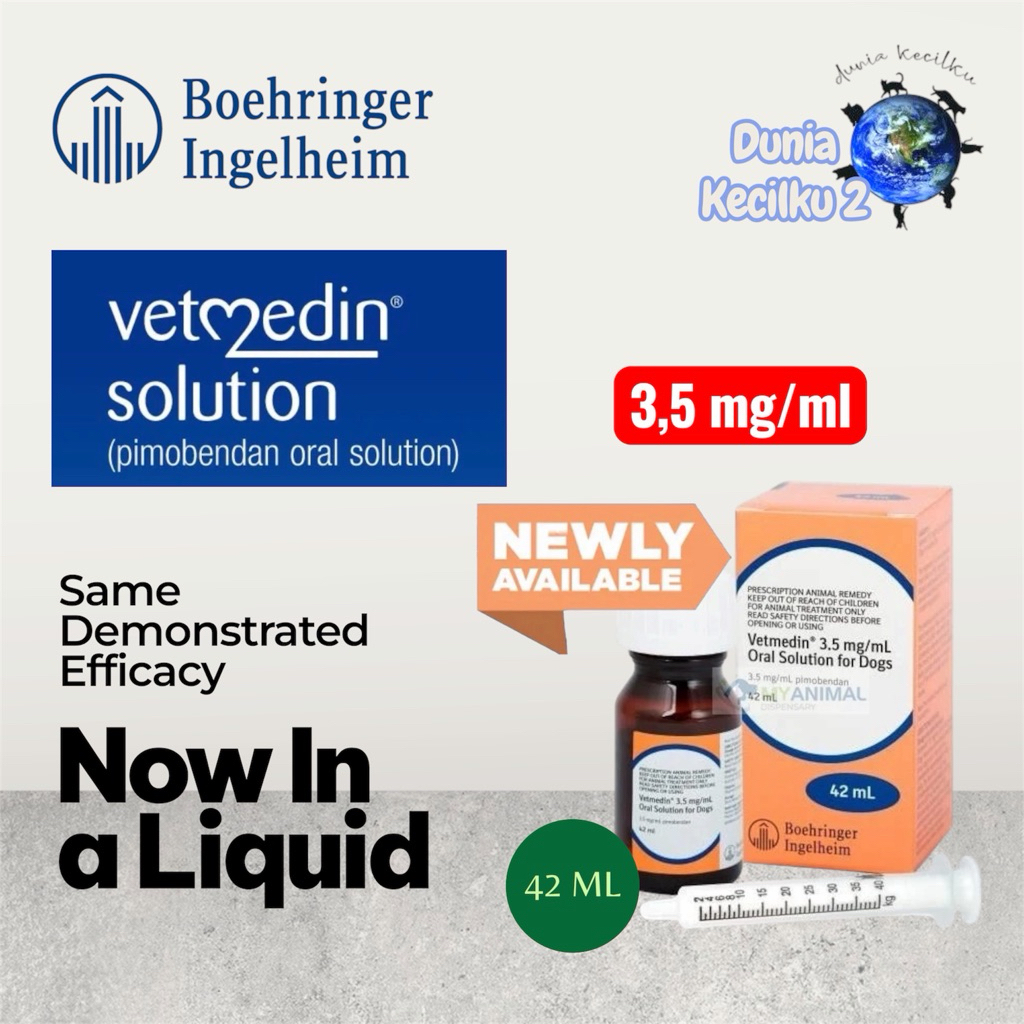 Vetmedin Solution Liquid 3,5 mg/ml (42ml) Pimobendan Obat Jantung Sirup Untuk Anjing Cardiac / Heart